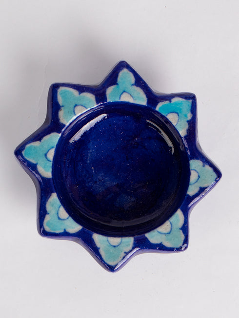 Blue Pottery T-Light Holder Set Of 2 Pcs.